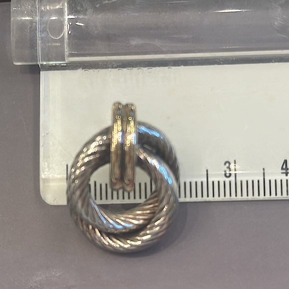 14k Gold & Sterling door knocker twist Earrings. - Picture 4 of 4